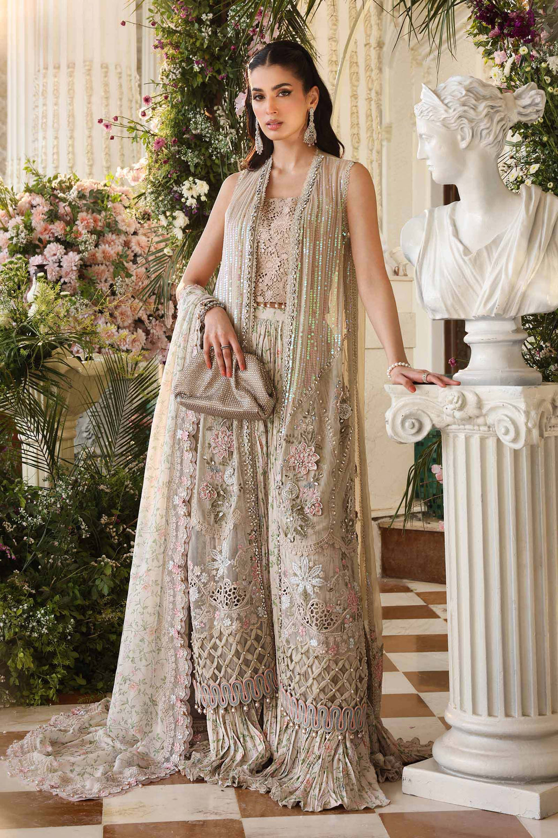 Maria b | Chiffon Formals 26 | MPC-26-107-Ivory Beige