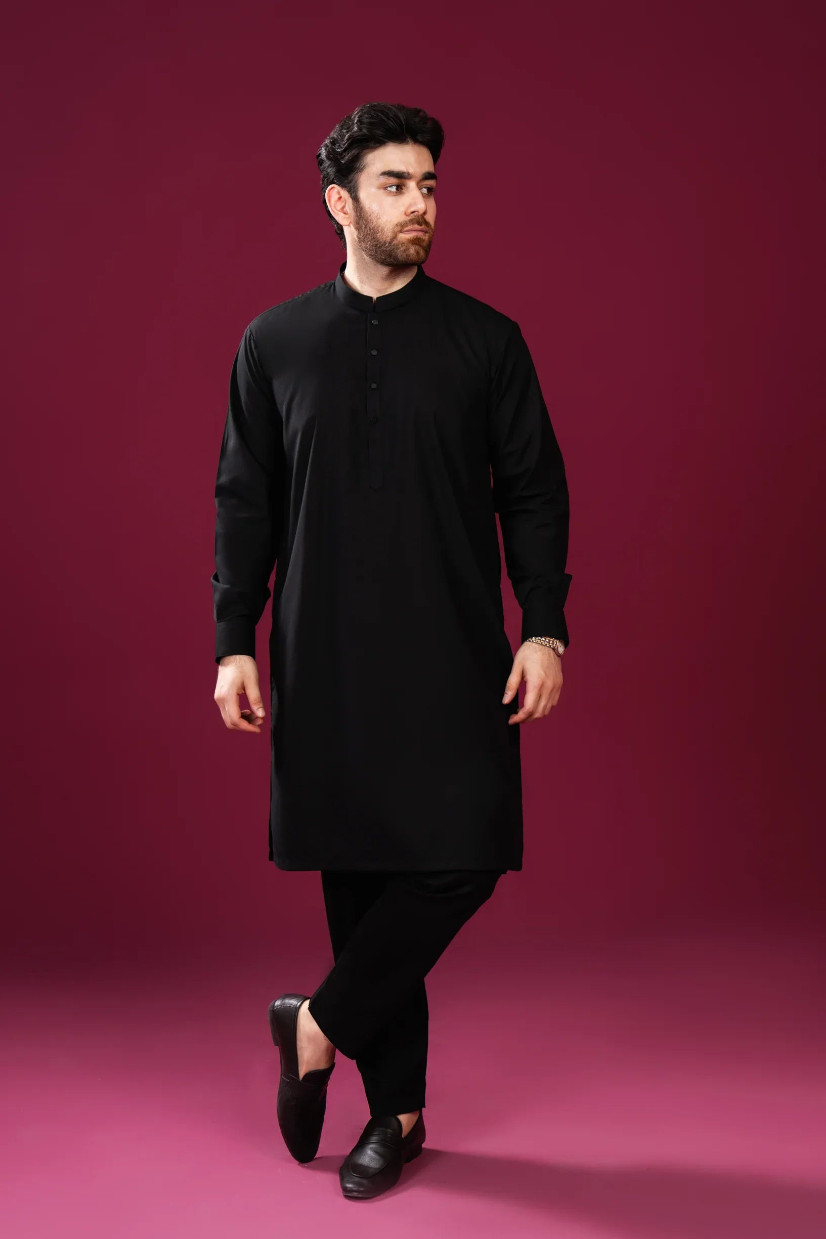 Crow Black Kurta Trouser/Shalwar - Men