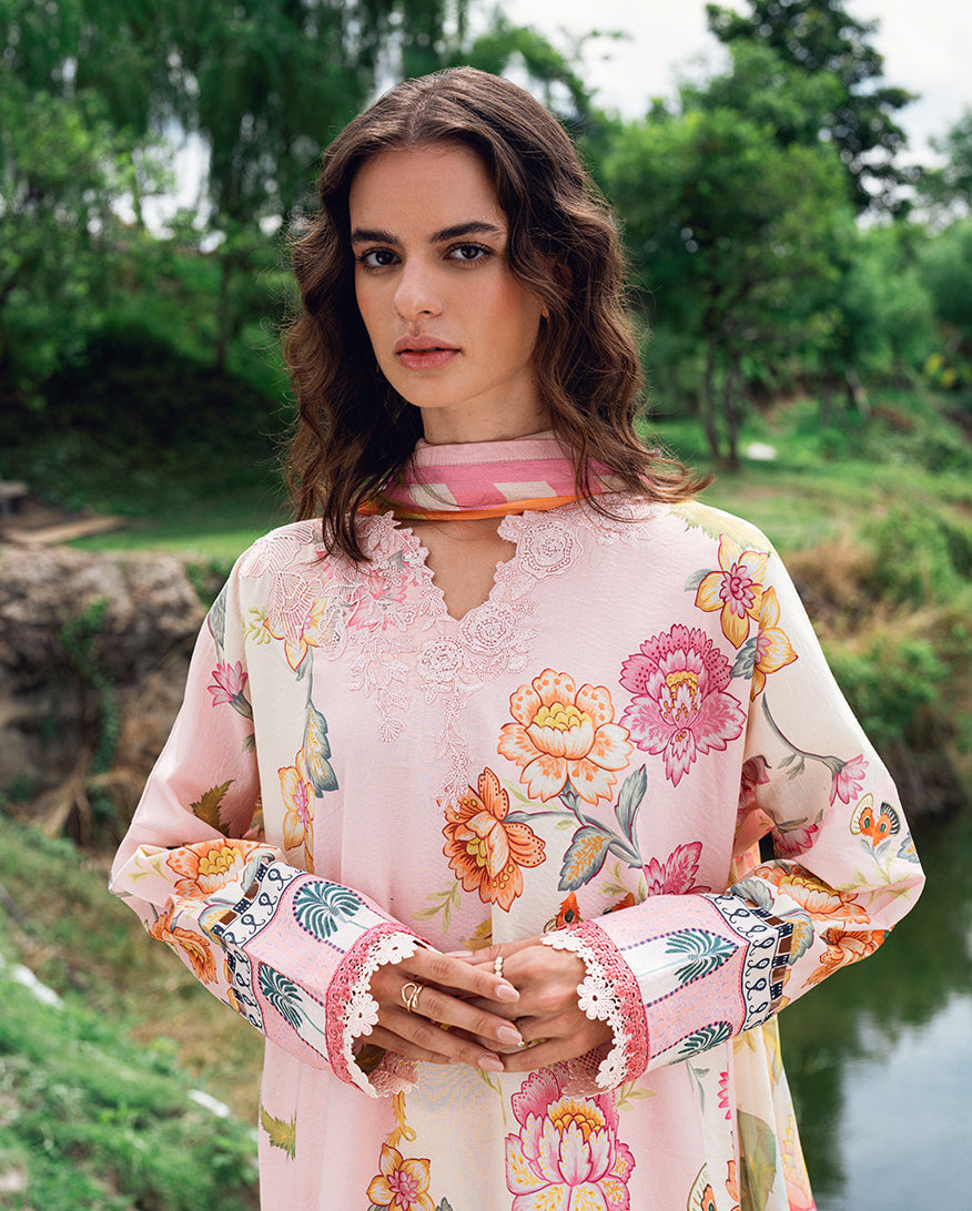 Roheenaz | Garden Veal Printed Lawn 25 |Wildflower fluff