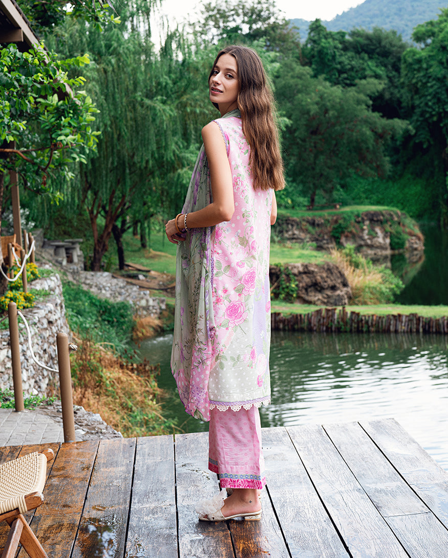 Roheenaz | Garden Veal Printed Lawn 25 | Tulip Sugar