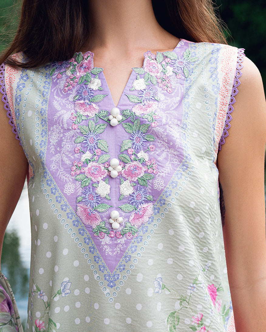 Roheenaz | Garden Veal Printed Lawn 25 | Tulip Sugar