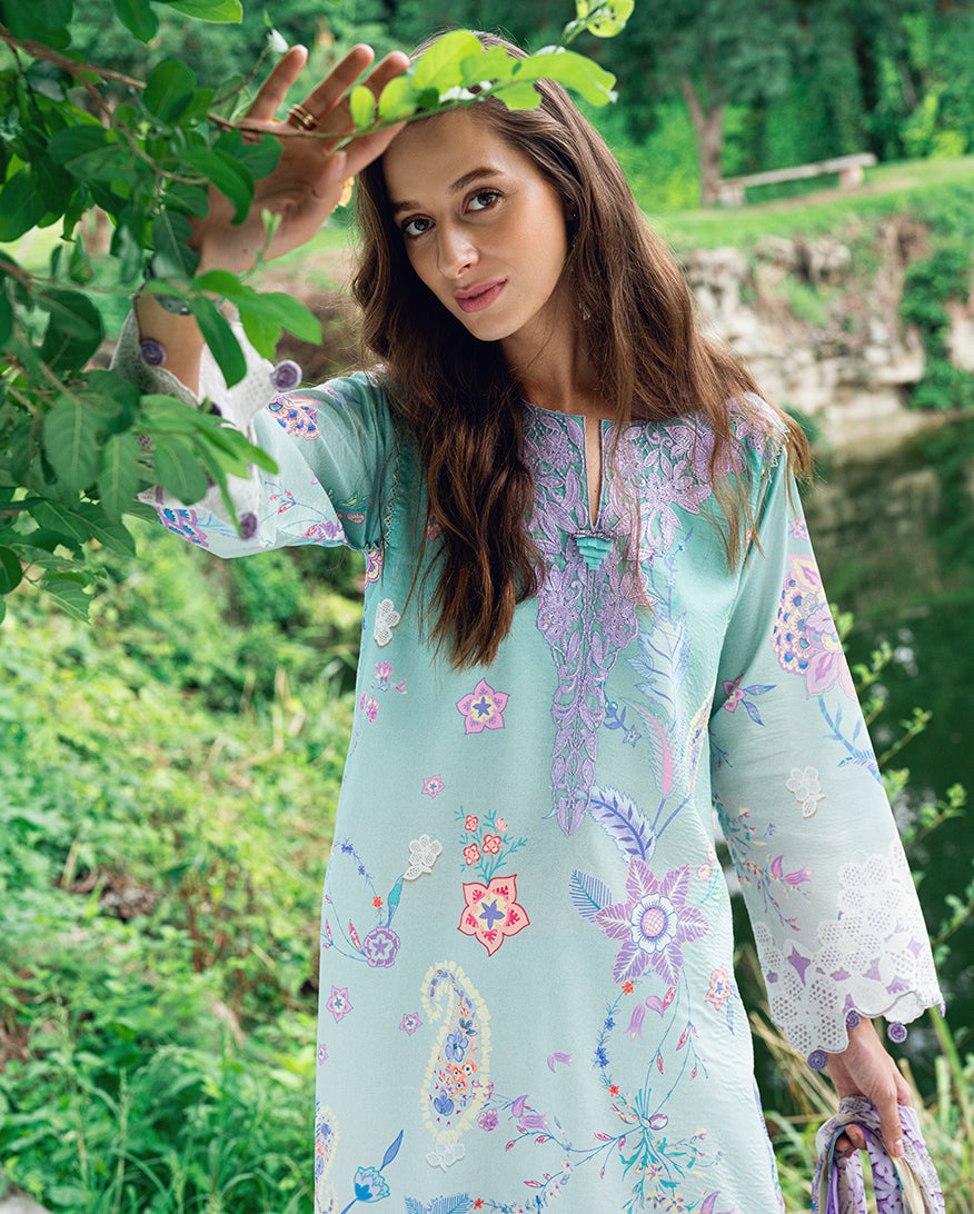 Roheenaz | Garden Veal Printed Lawn 25 | Jazmine Haze.