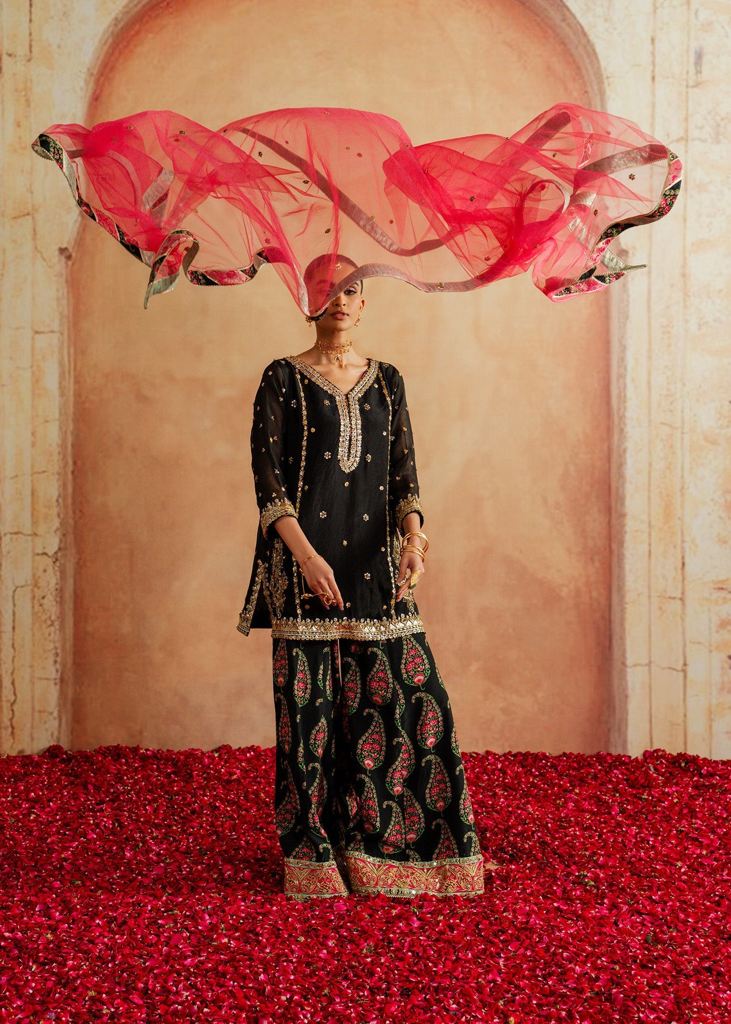 Mahgul | Chanderi Eid Edit | Coral Mist