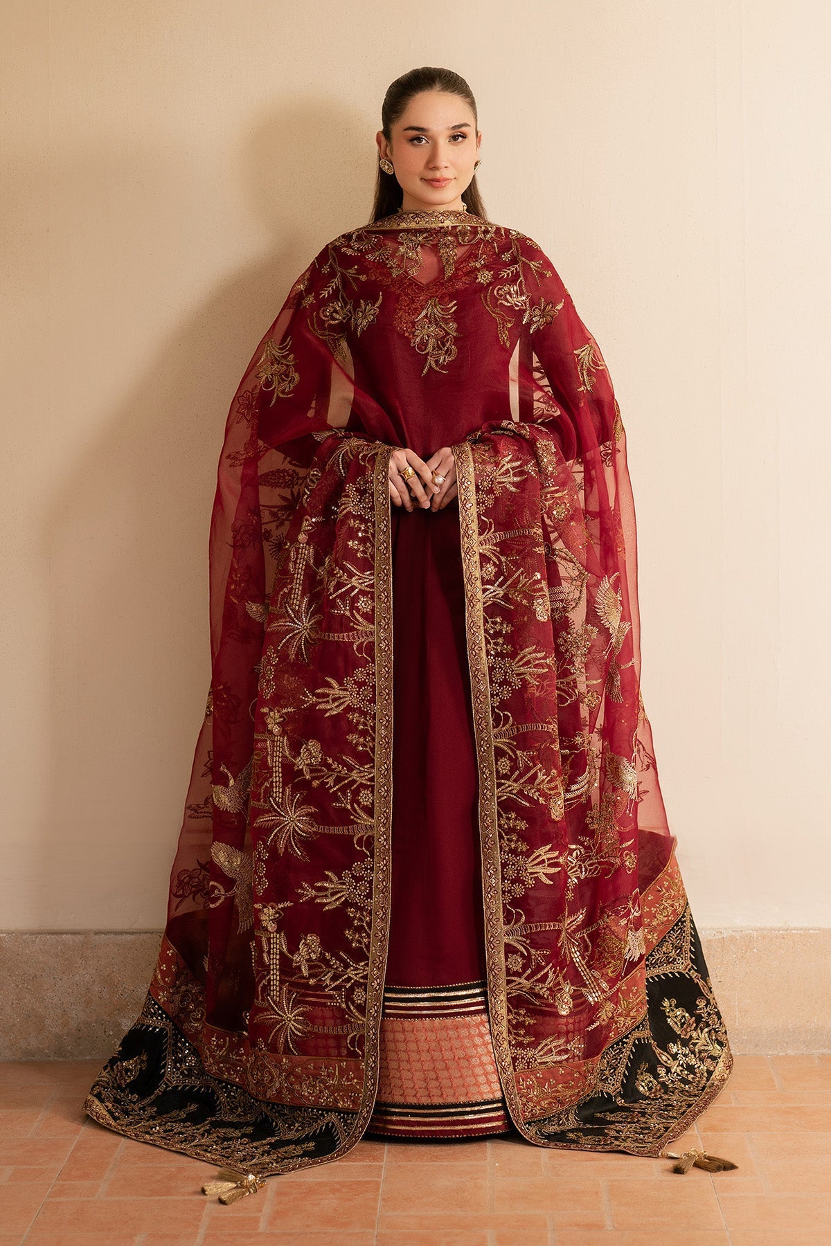 Alizeh | Ready to wear | Maroon Dress 3 piece - RTW1024