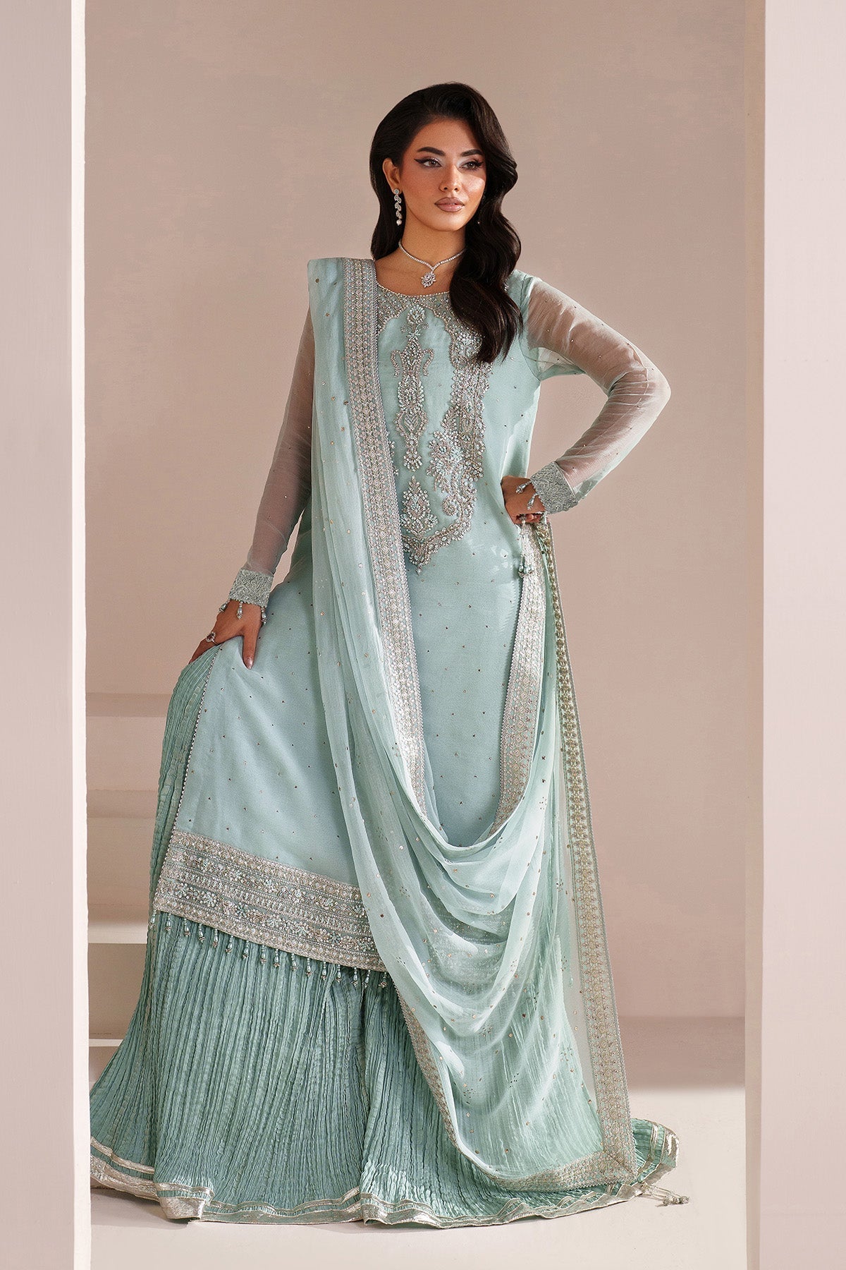 Alizeh | Aymal Handcrafted Luxury Formals | AF-BHM-4063-Azure