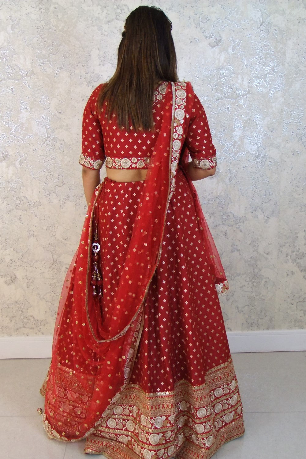 Heavy classy lehenga with stones and sequins booties work