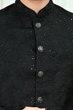 Men's Black Embroidery Indo-Western Sherwani