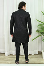 Men's Black Embroidery Indo-Western Sherwani