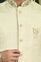 Men's Off White Dupion Waist Coat