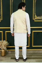 Men's Off White Dupion Waist Coat