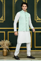 Men's Sky Blue Embroidered Waist Coat