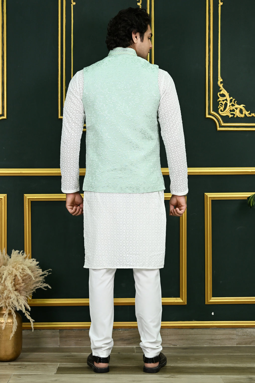 Men's Sky Blue Embroidered Waist Coat