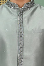 Men's Grey Embroidered Waist Coat