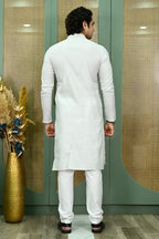 Men's White Mirror Work embroidered Kurta Pajama
