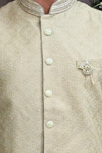 Men's Beige Embroidered Waist Coat