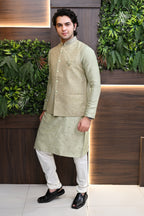 Men's Beige Embroidered Waist Coat