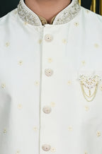Men's White embroidered Waist Coat