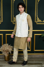 Men's White embroidered Waist Coat