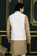 Men's White embroidered Waist Coat