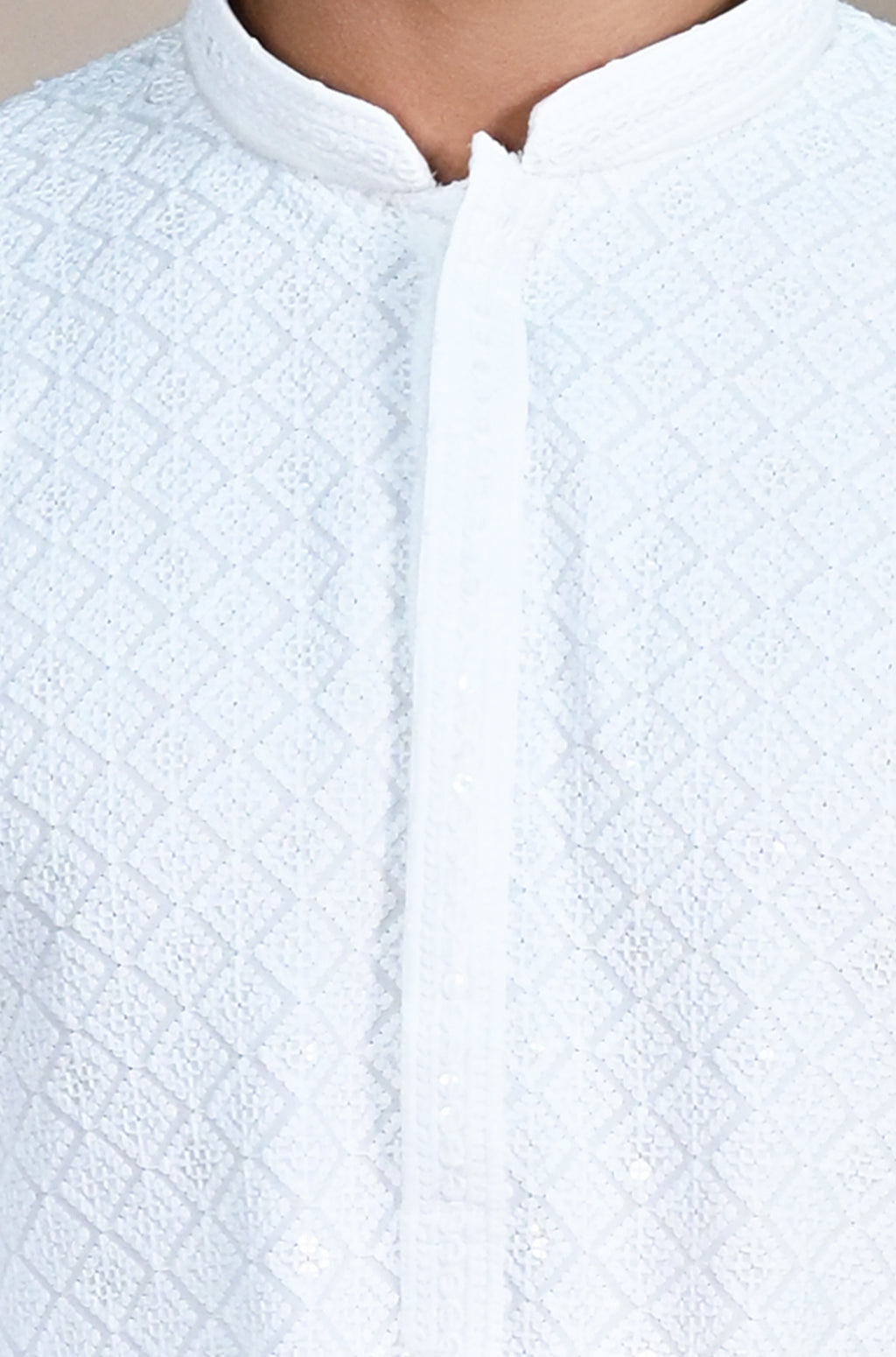 Men's White Chikankari Embroidered Kurta Pajama