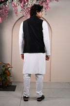 Men's Black Sequins Embroidered Waist Coat
