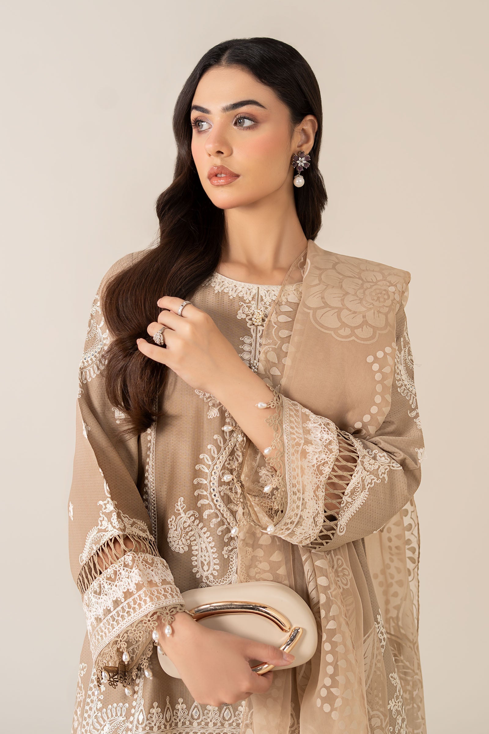 Maria B | Luxury Winter Pret 25 | DW-EA23-26R1-Coffee
