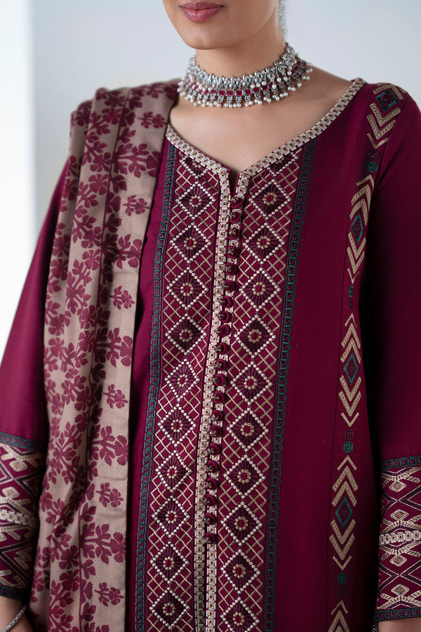 Maryum N Maria | Noore Winters 25 | 3 Piece Embroidered Khaddar MALALAI - FSU5670