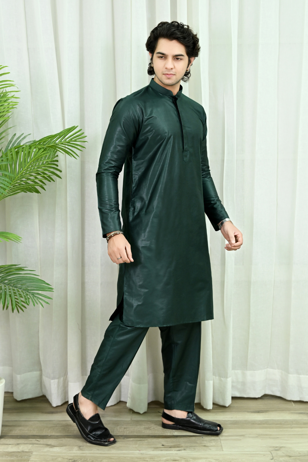 Green Dupion Art Silk Kurta Pajama Secondary image