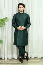 Green Dupion Art Silk Kurta Pajama