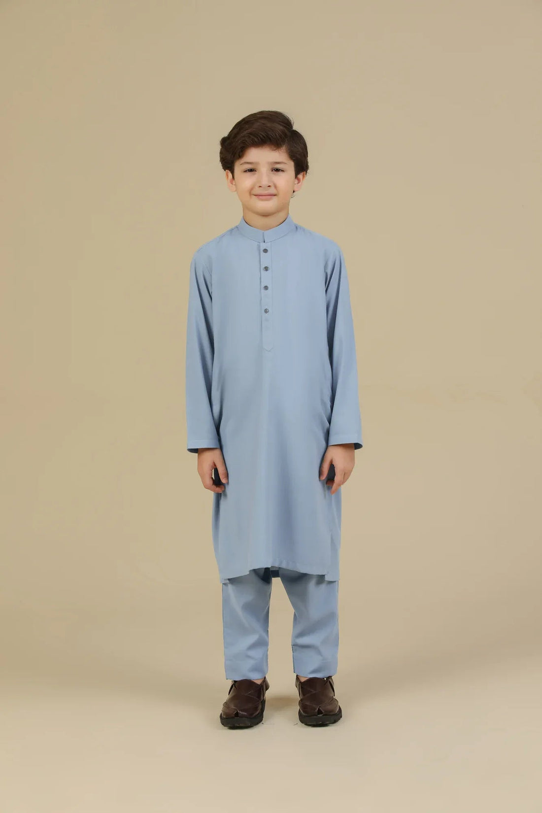 Sapphire Blue Blended Kurta Trouser - Kids