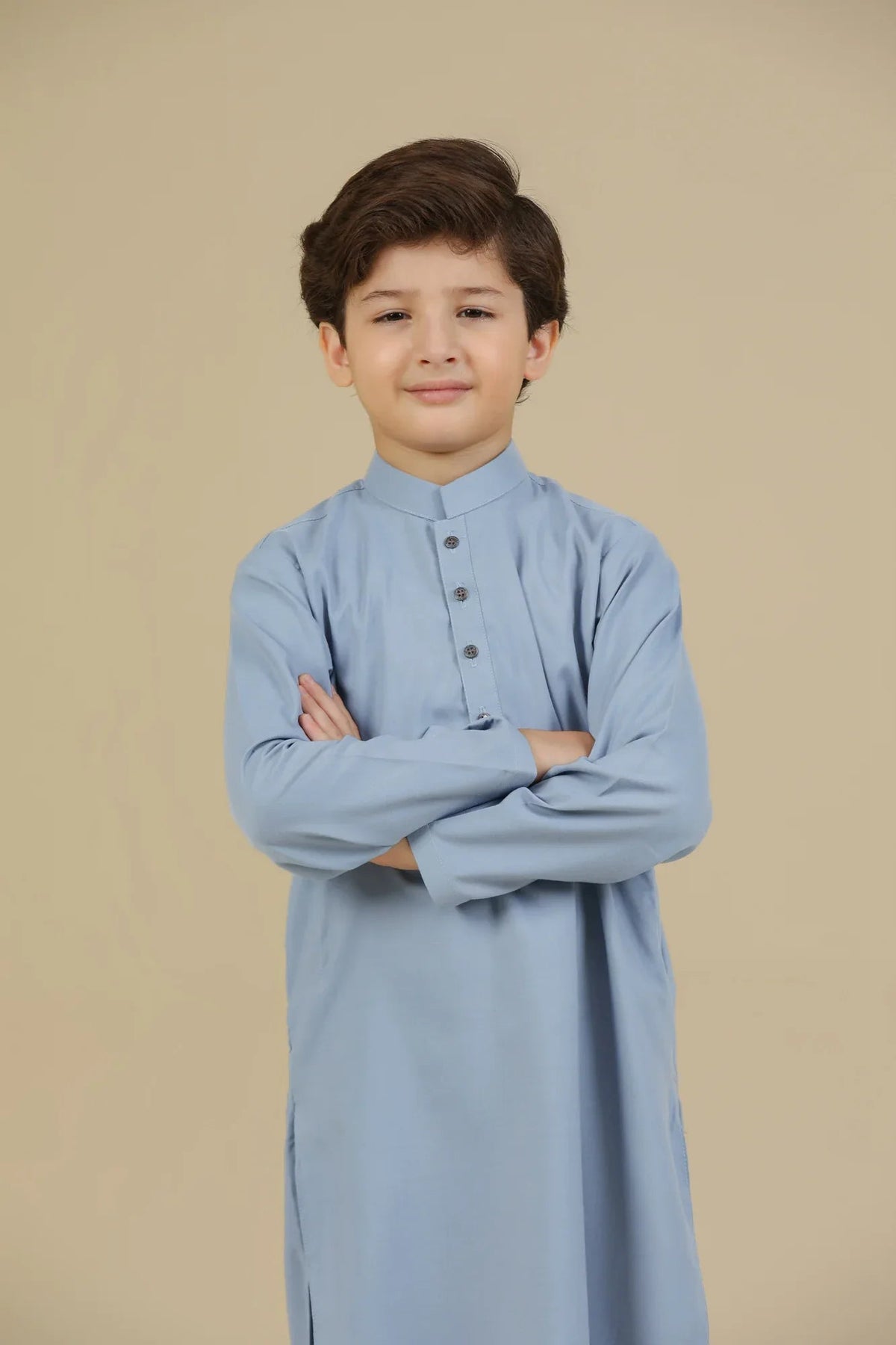 Sapphire Blue Blended Kurta Trouser - Kids