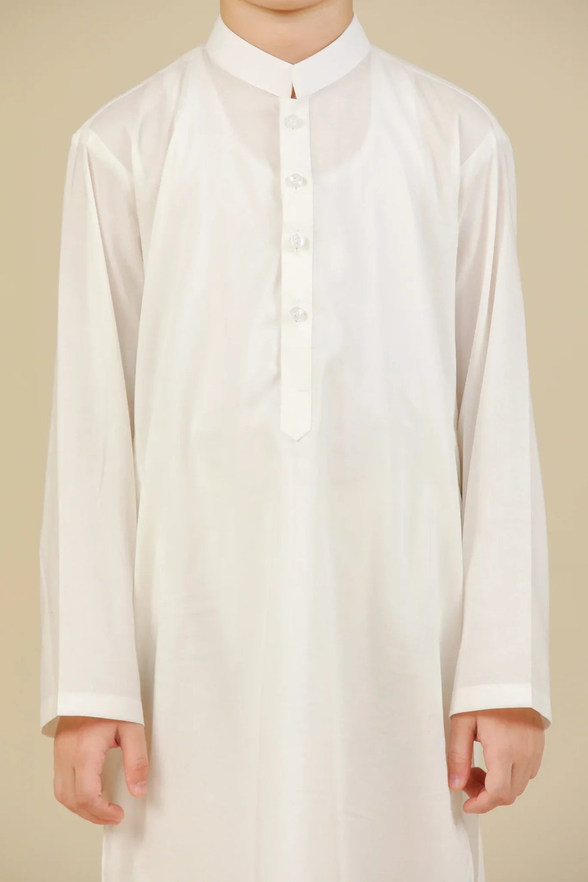 Off White Soft Cotton Kurta Trouser - Kids