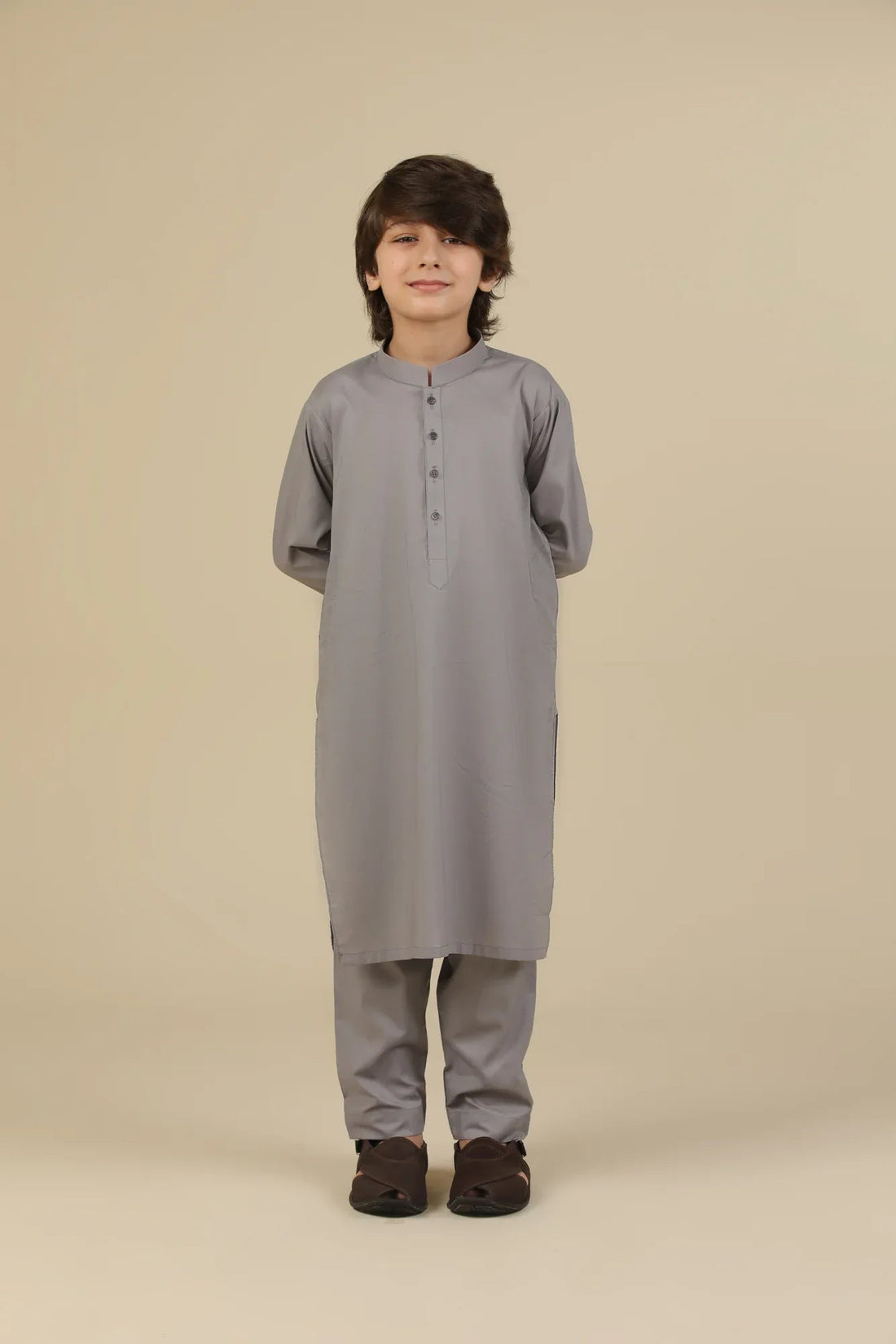Light Grey Soft Cotton Kurta Trouser - Kids