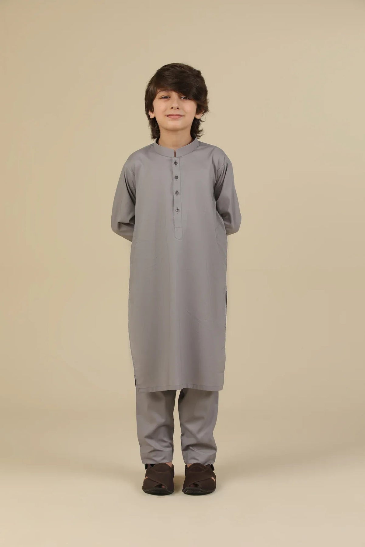 Light Grey Soft Cotton Kurta Trouser - Kids
