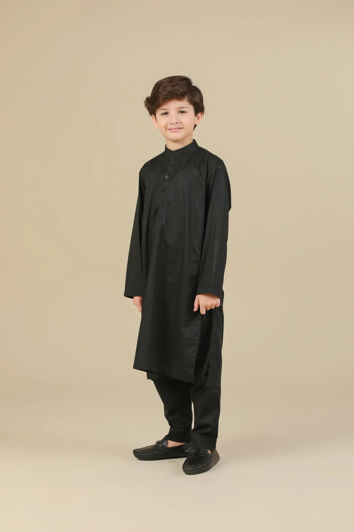 Black Soft Cotton Kurta Trouser - Kids