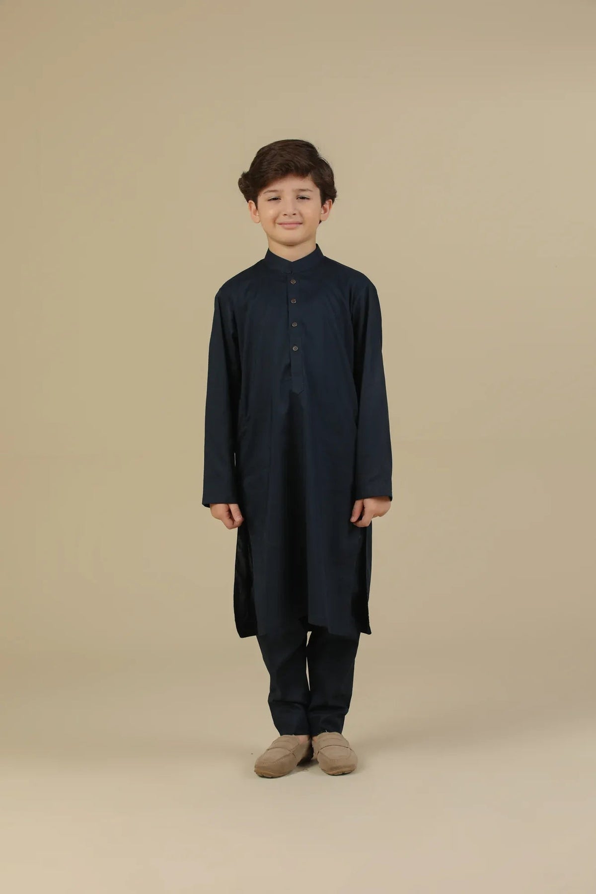 Navy Blue Soft Cotton Kurta Trouser - Kids