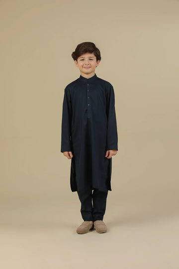 Navy Blue Soft Cotton Kurta Trouser - Kids