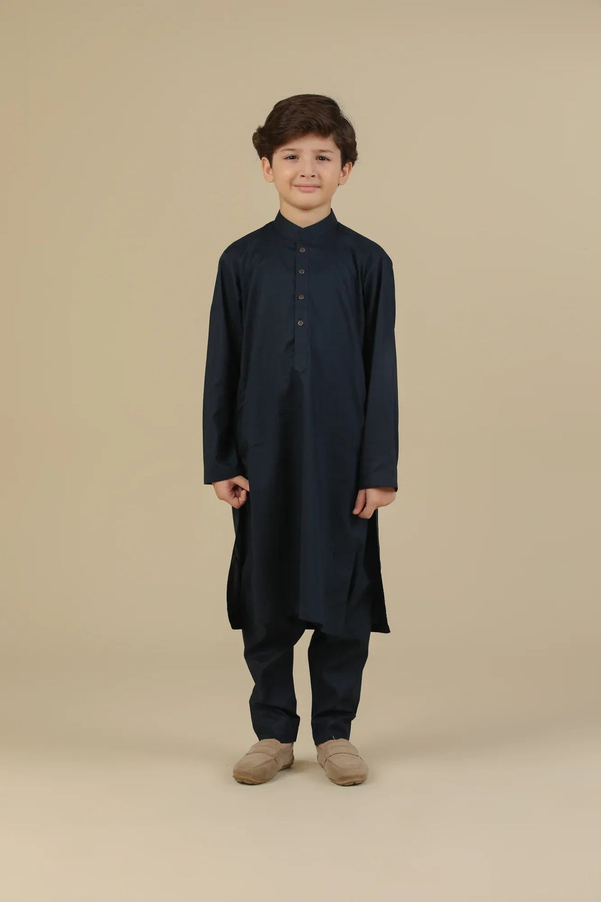 Navy Blue Soft Cotton Kurta Trouser - Kids