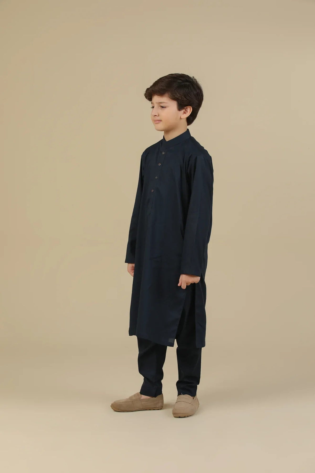 Navy Blue Soft Cotton Kurta Trouser - Kids