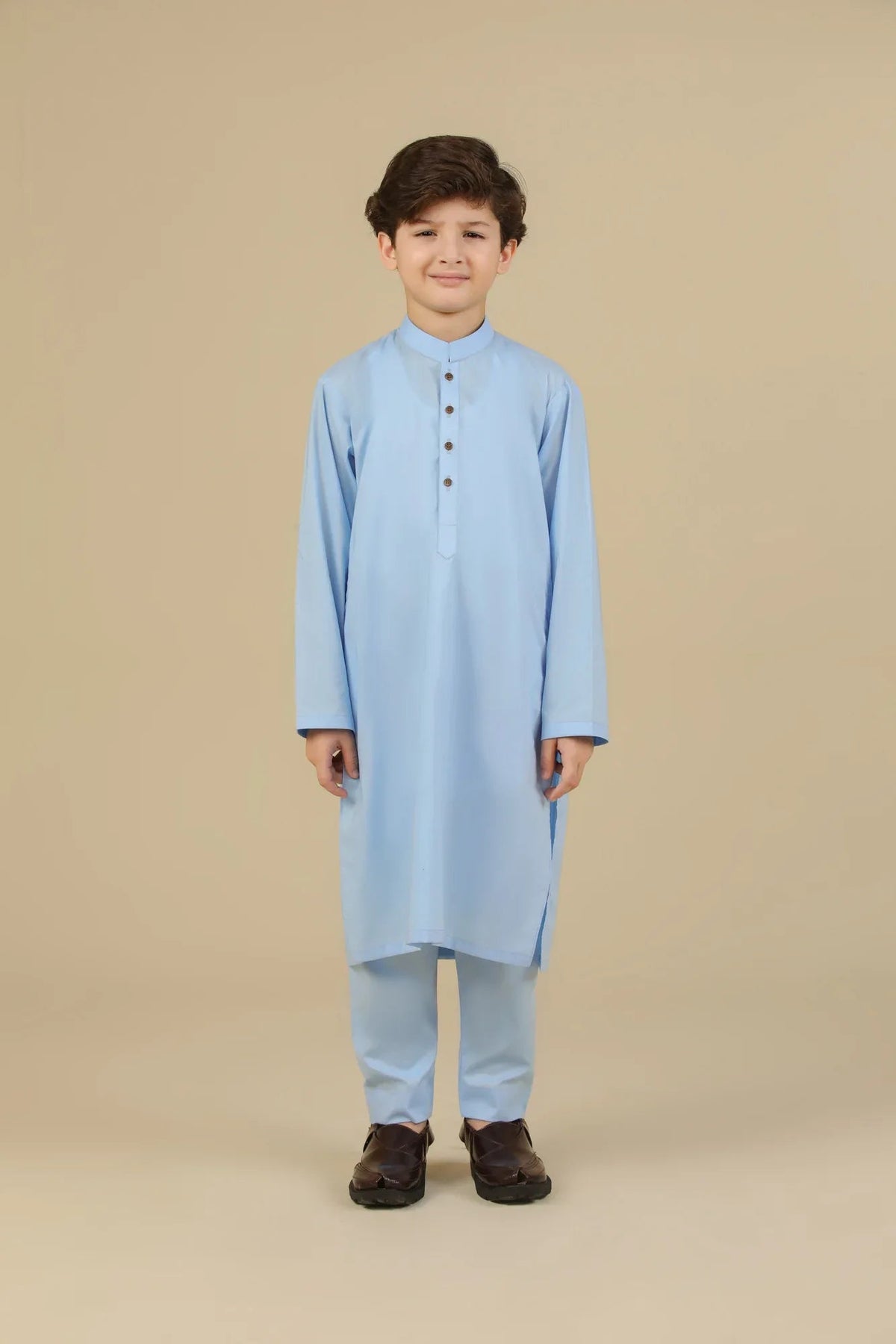 Sky Blue Soft Cotton Kurta Trouser - Kids
