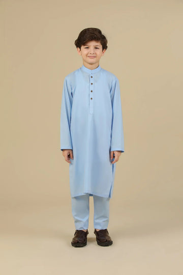 Sky Blue Soft Cotton Kurta Trouser - Kids