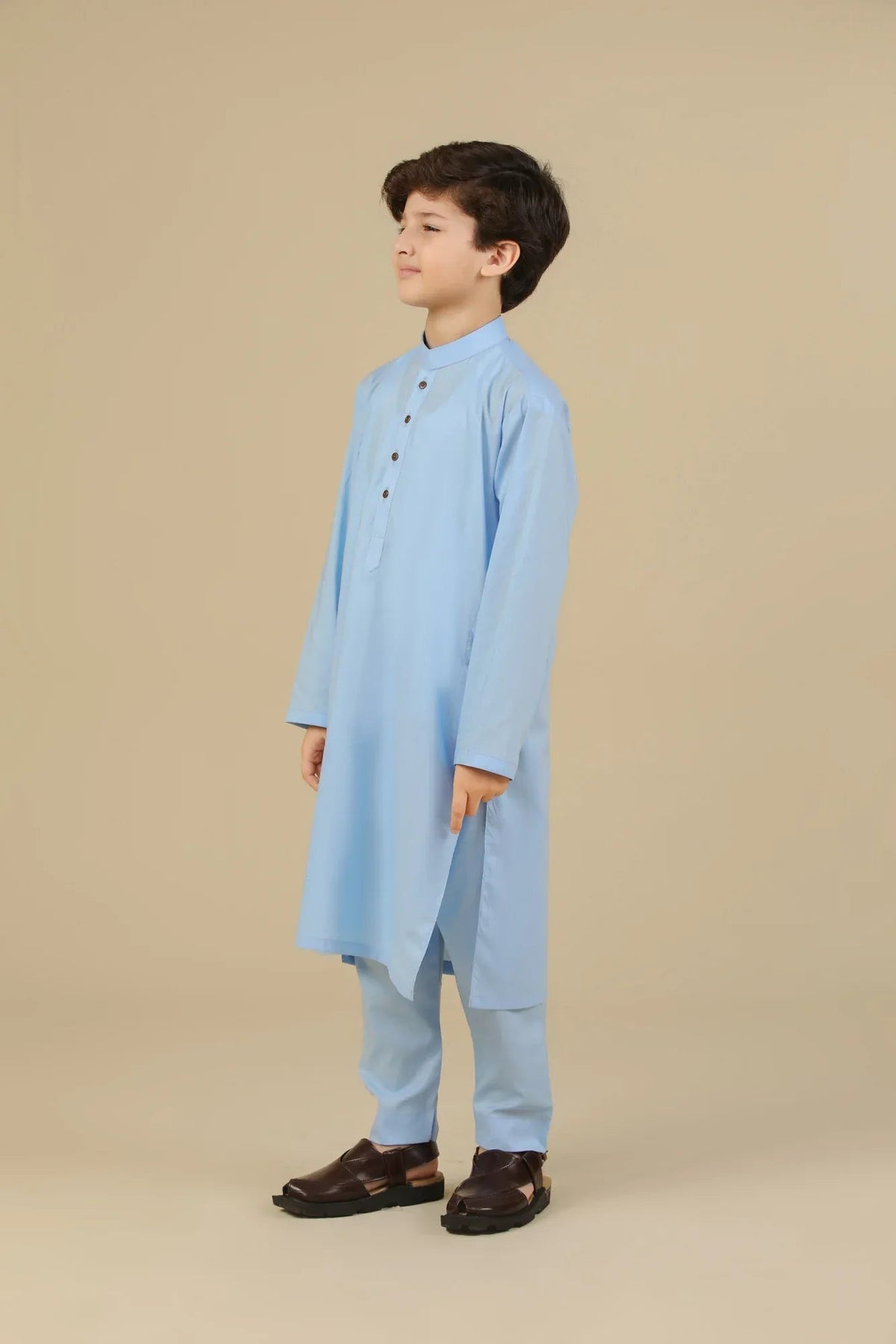 Sky Blue Soft Cotton Kurta Trouser - Kids