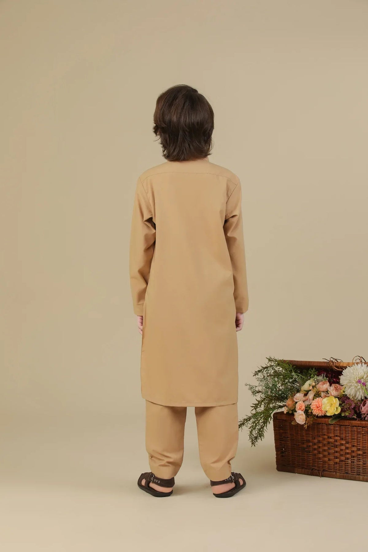 Camel Blended Kurta Trouser - Kids