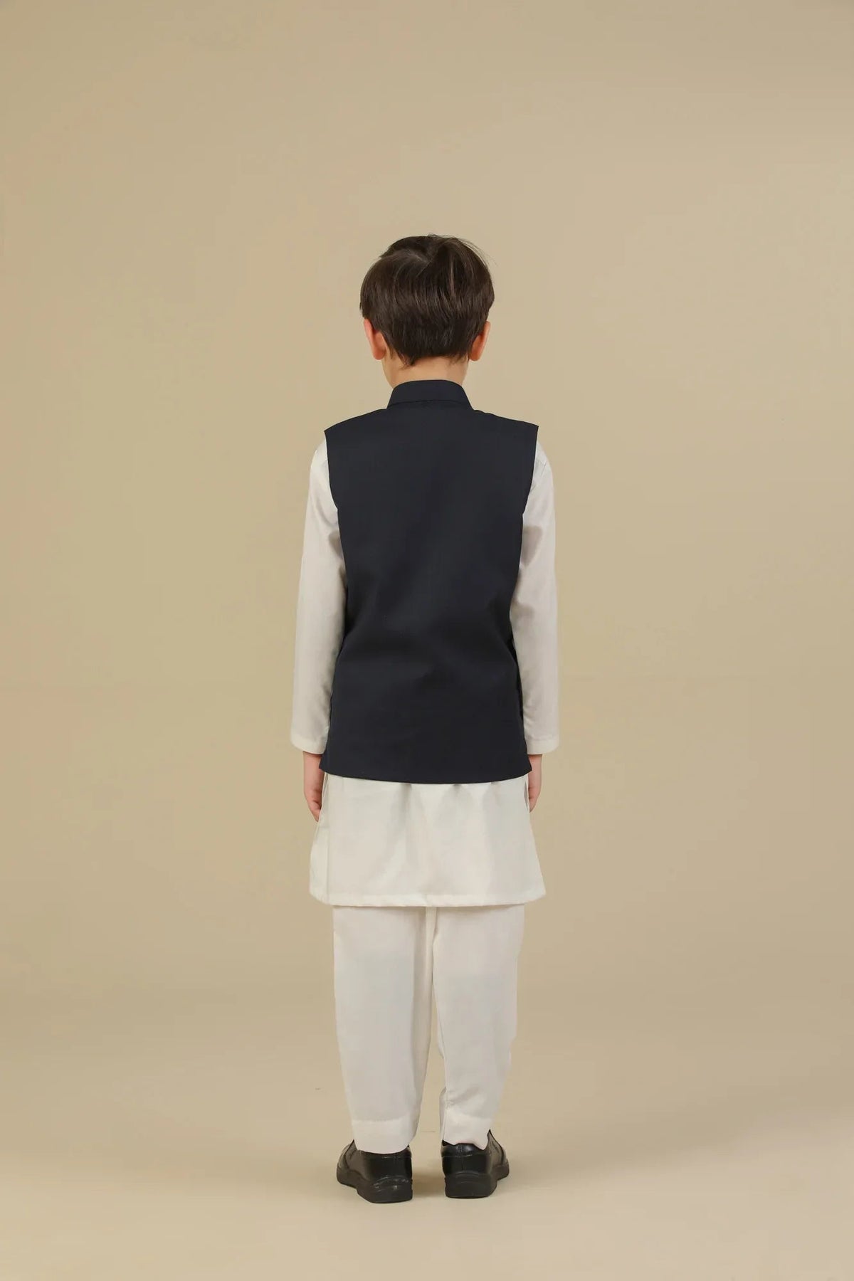 Navy Blue Suiting Waistcoat - Straight Cut Buttoned - Kids