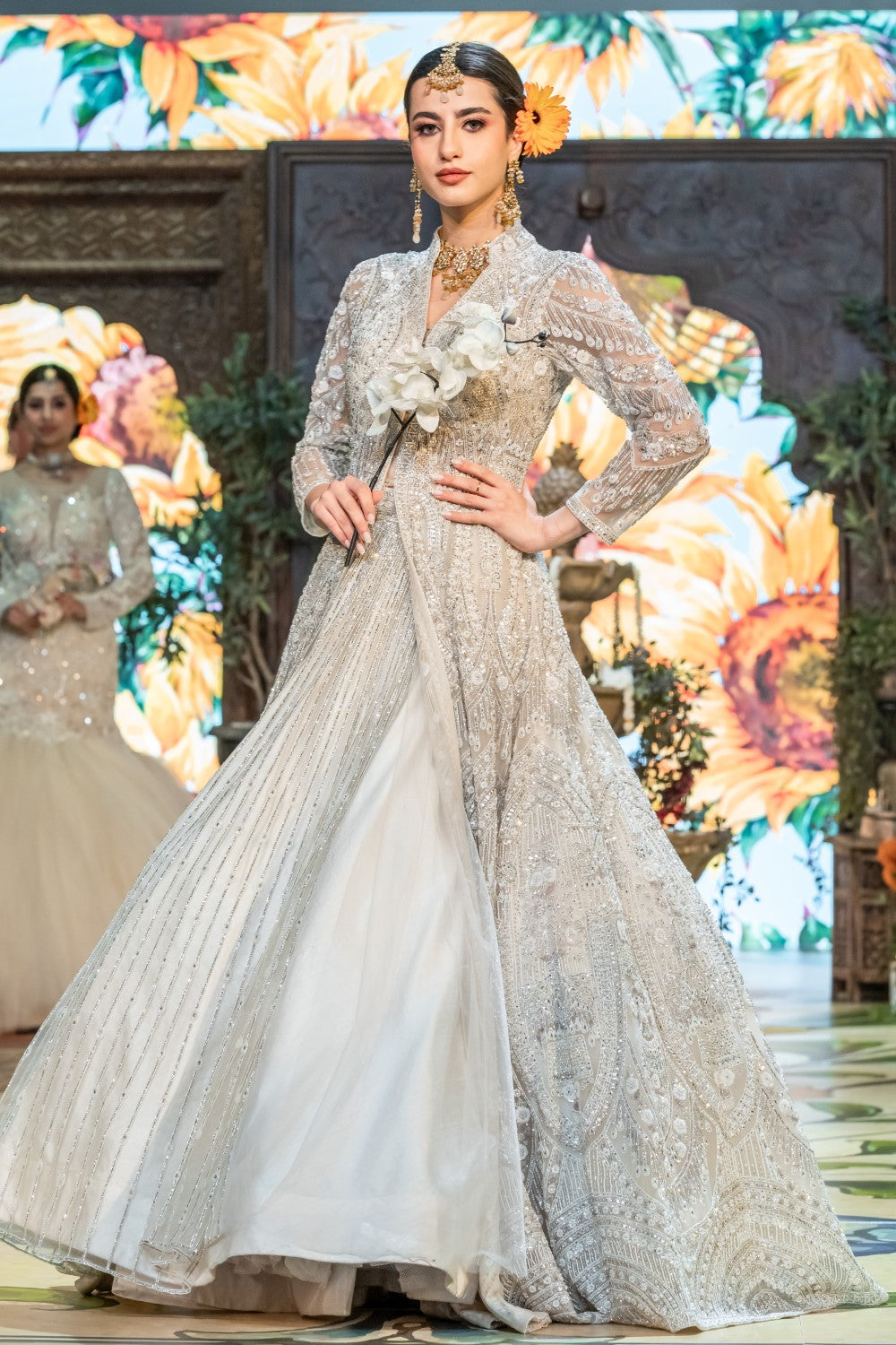 Grey zari Work lehenga