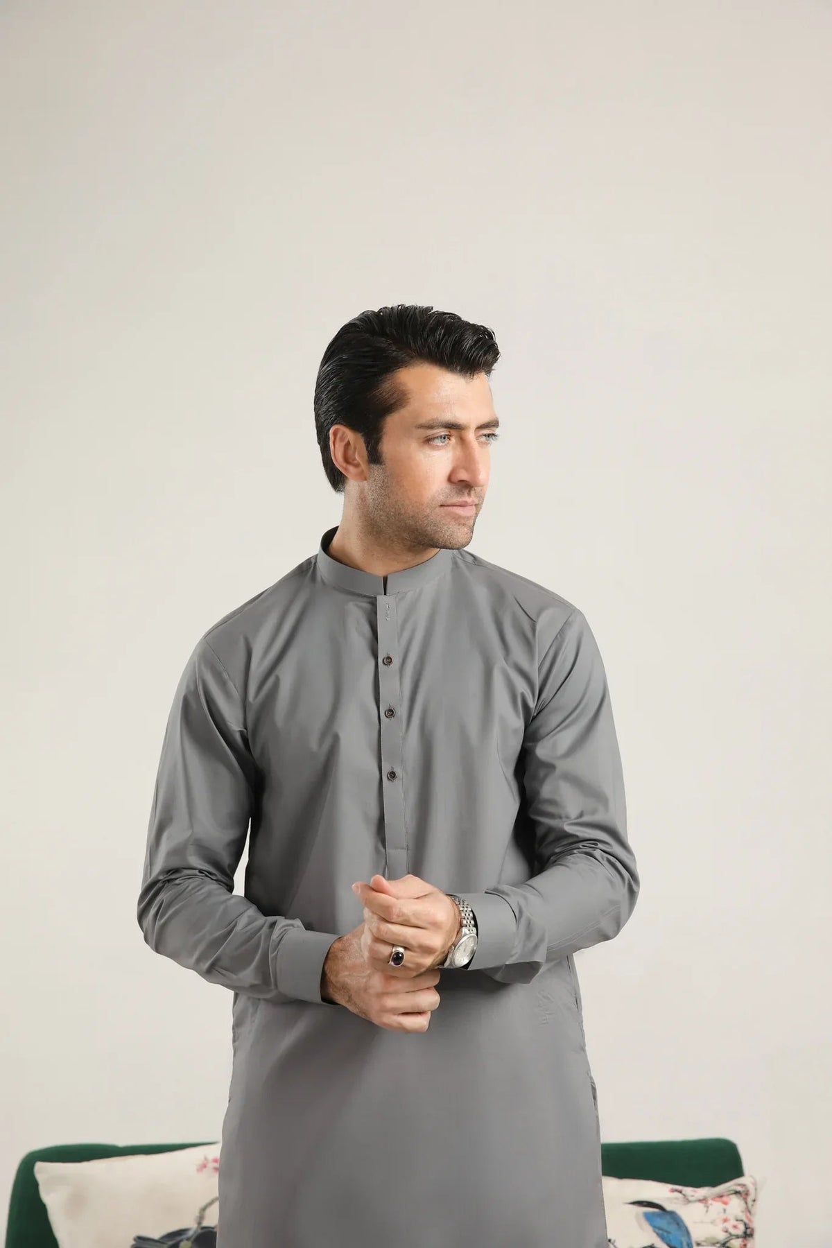 Light Grey Soft Cotton Kurta Trouser - Men