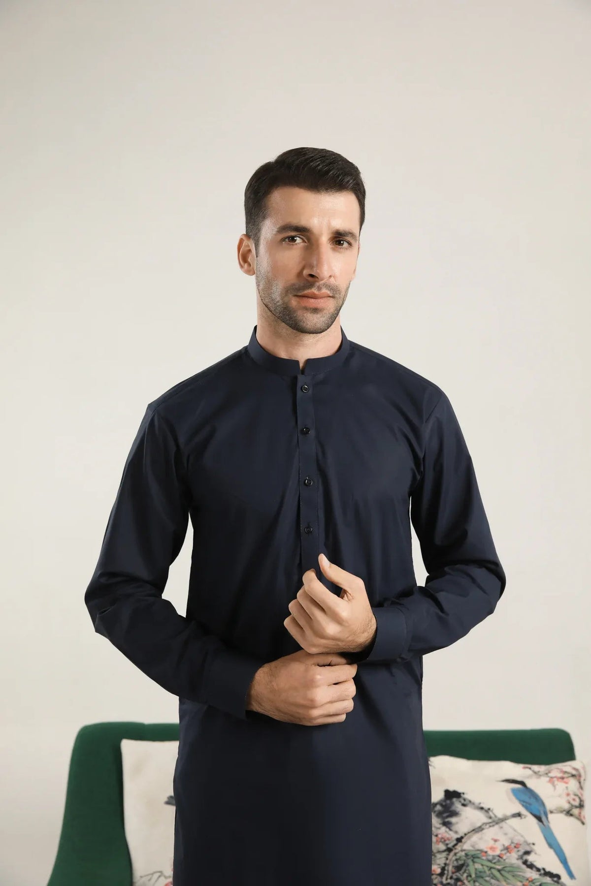 Dark Navy Blue Soft Cotton Kurta Shalwar - Men