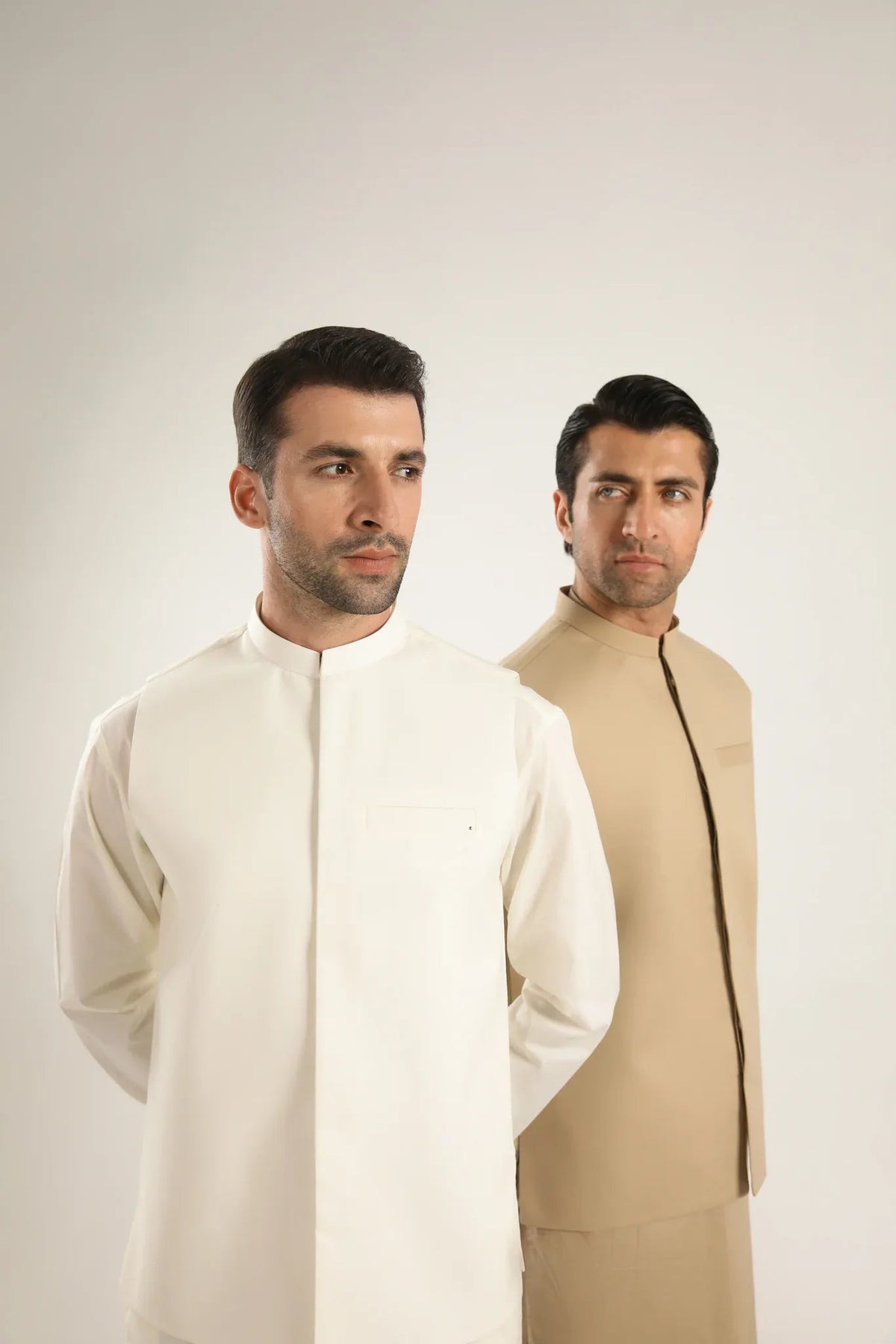 Ivory Skin Soft Cotton Kurta Shalwar with Waistcoat - Men