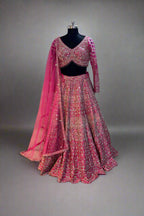 Stunning pink lehenga Embroidered with mirror and cutdana work