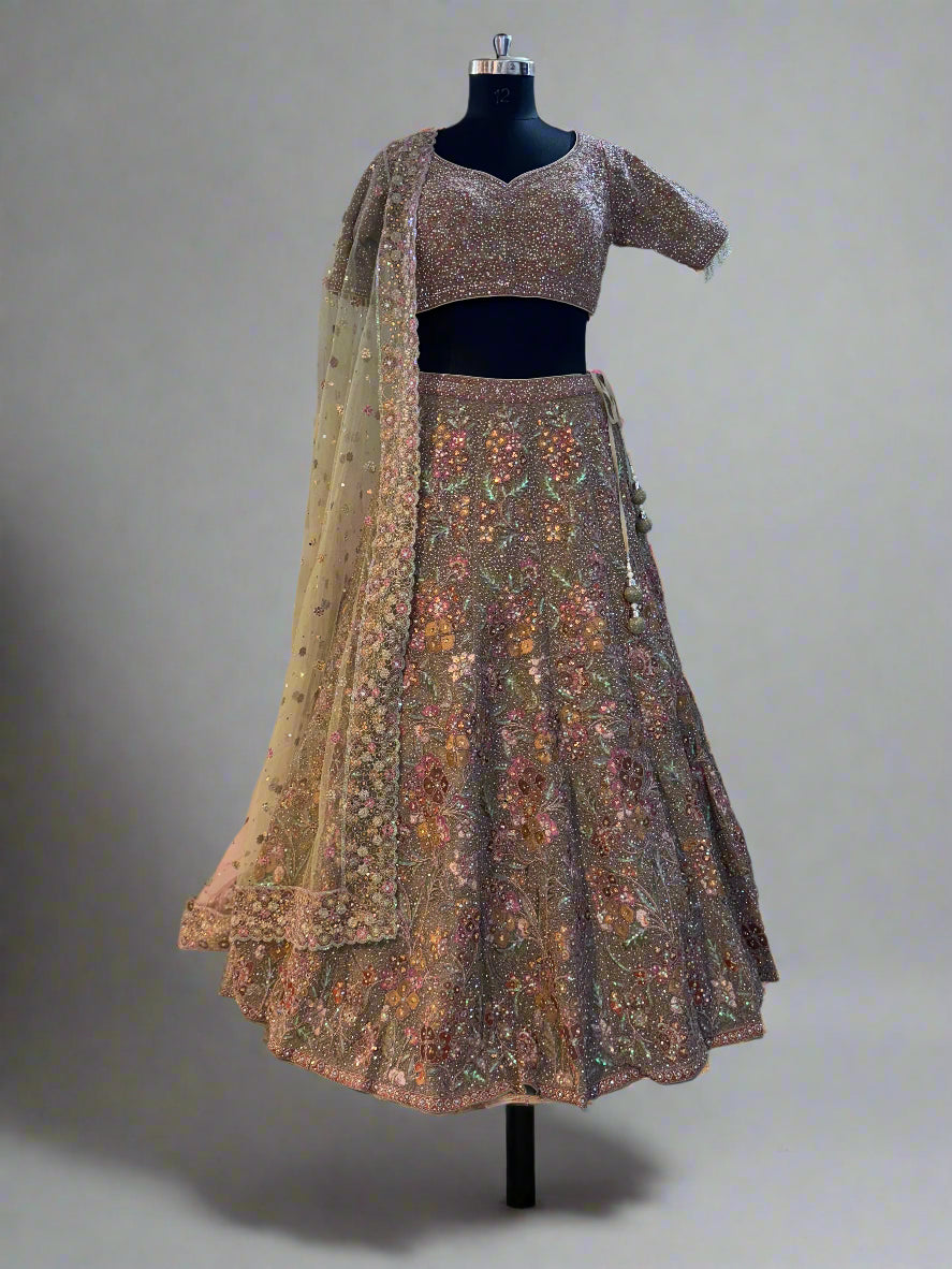 Heavy thread and dori work lehenga